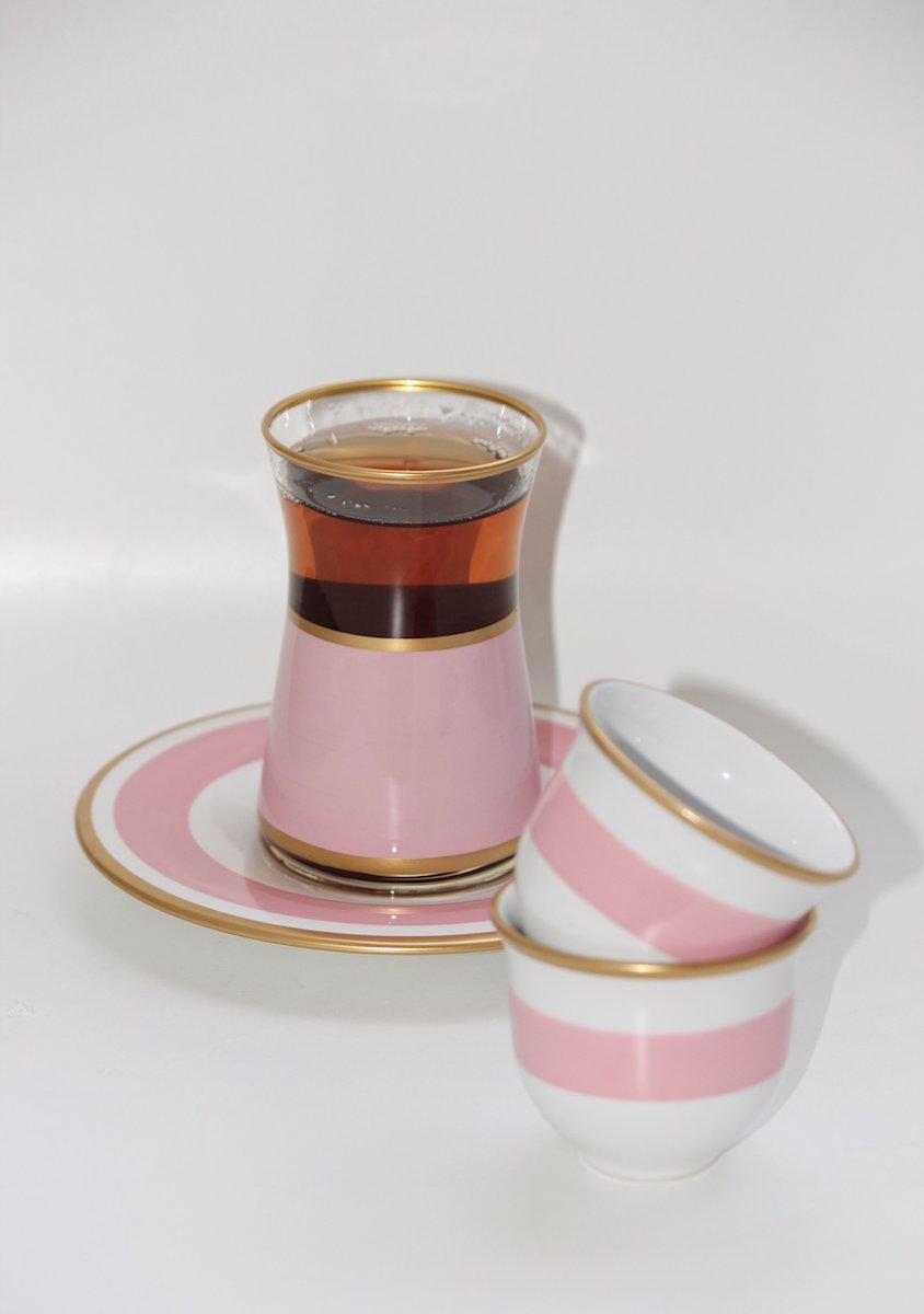 Arabic Coffee & Tea Cups Pink Set