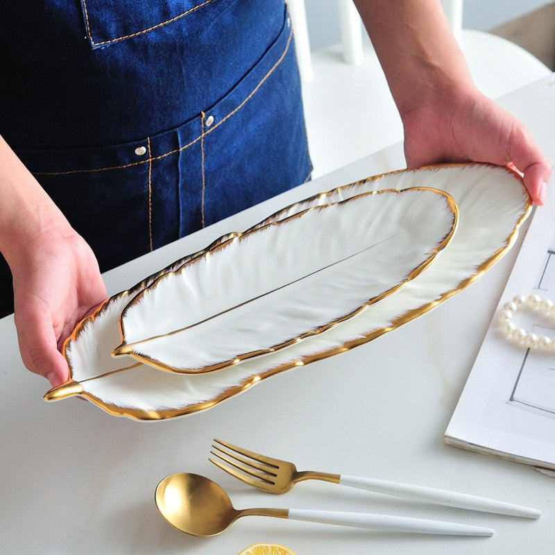 Golden Leaf Shaped Plate