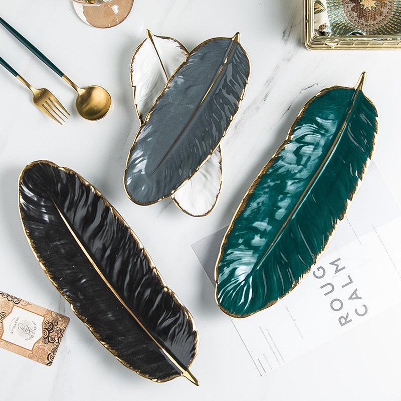 Golden Leaf Shaped Plate