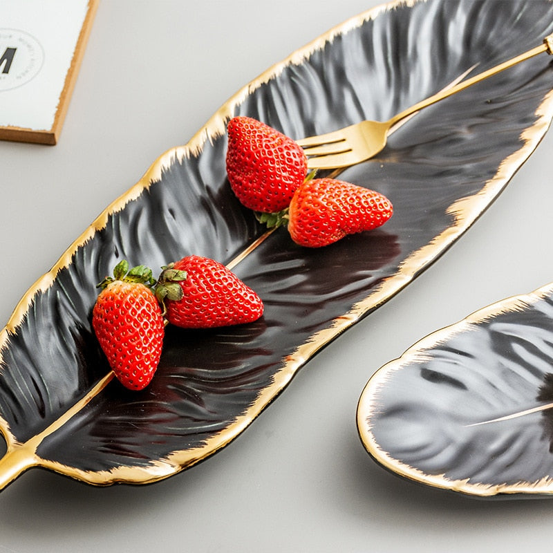 Golden Leaf Shaped Plate