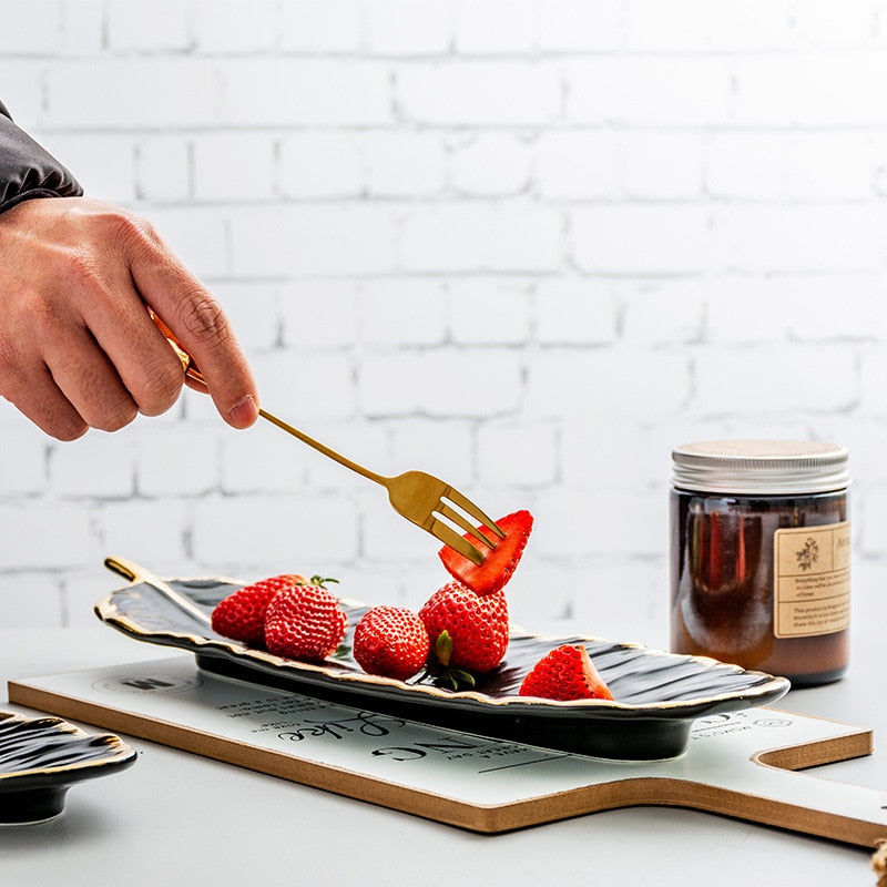 Golden Leaf Shaped Plate