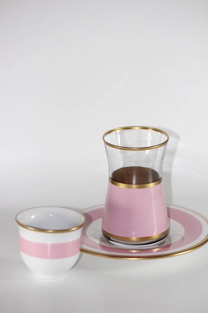 Arabic Coffee & Tea Cups Pink Set