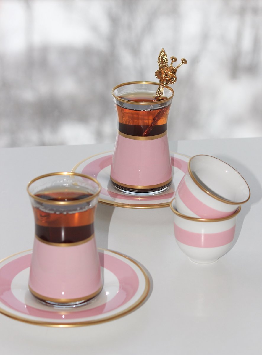 Arabic Coffee & Tea Cups Pink Set