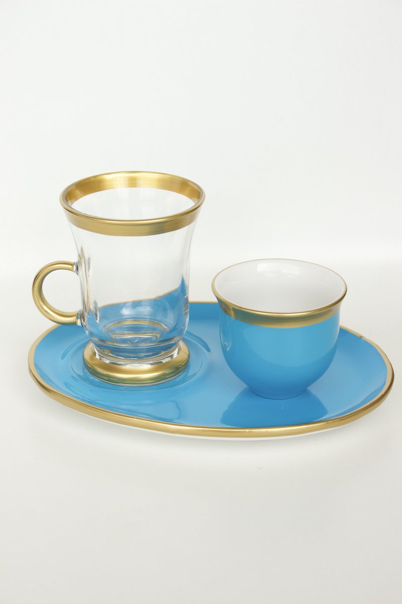 Turquoise Arabic Coffee & Turkish Coffee Cups Set