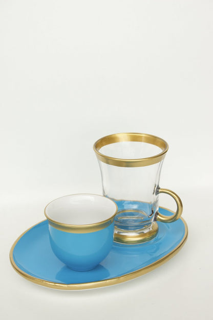 Turquoise Arabic Coffee & Turkish Coffee Cups Set