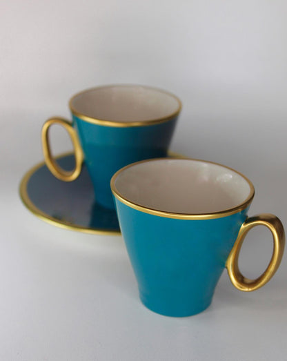 Organic Dyed Turquoise Porcelain Turkish Coffee Set