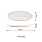 White Golden Leaf Shaped Plate Small