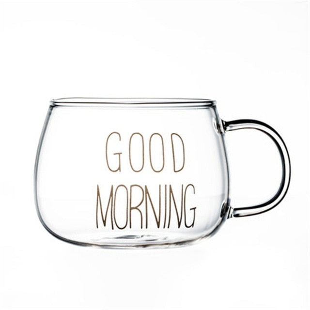 Personalised Transparent Clear Glass Good Morning Coffee Cup